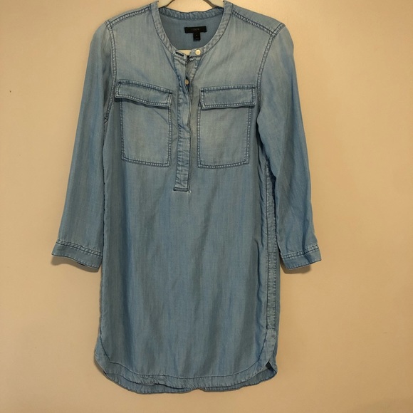 Jcrew Drapey Chambray Short Dress Denim Size Small - Picture 2 of 5